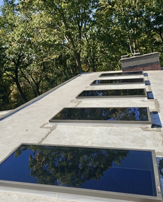 Clean solar panels on residential roof